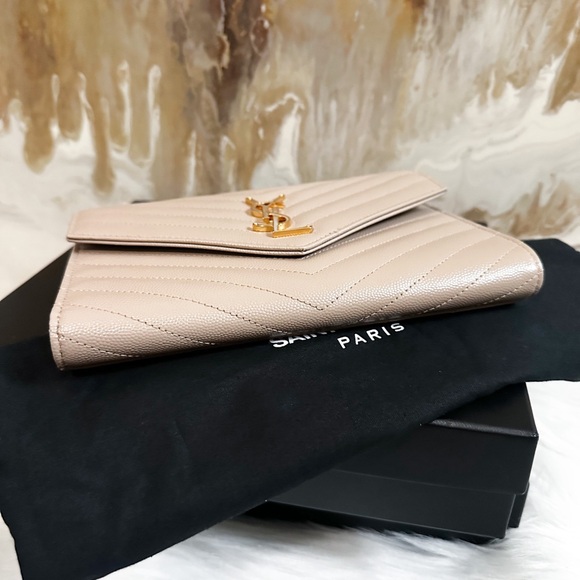 Saint Laurent Cassandre Matelasse Flap Pouch Wristlet - Beige - Picture 6 of 10